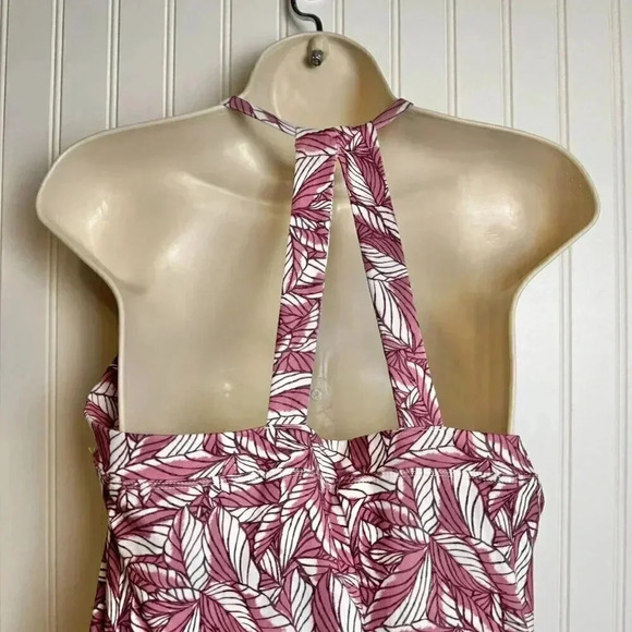 Eddie Bauer sleeveless racerback dress pink leaf shelf bra size medium D38 - Picture 5 of 9
